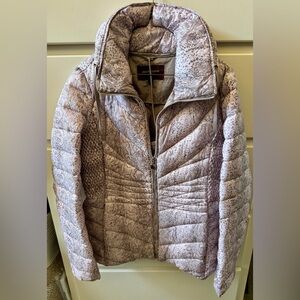 Johnston & Murphy Quilted Jacket - Taupe Lt Pink Snake Print Woman’s Sz Sm